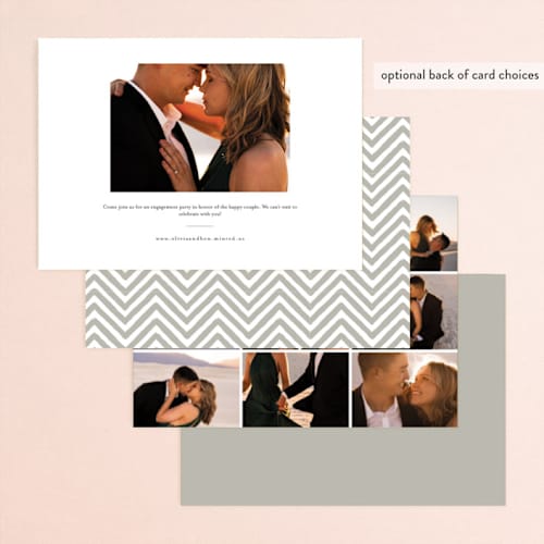 This is a cloud engagement party invitations with standard by Stacey Meacham called etched in love printing on signature in standard