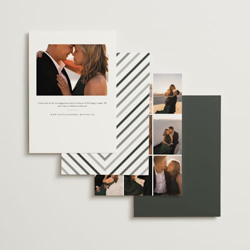 This is a granite engagement party invitations with standard by Corinne Malesic called photogenic printing on signature in standard
