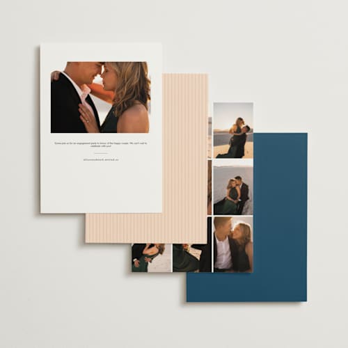 This is a indigo engagement party invitations with standard by Corie Page called floral whimsy printing on signature in standard