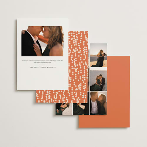This is a peaches engagement party invitations with standard by Owl and Toad called just type printing on signature in standard