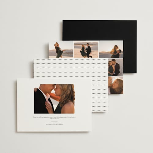 This is a ink engagement party invitations with standard by Ana de Sousa called modern editorial printing on signature in standard