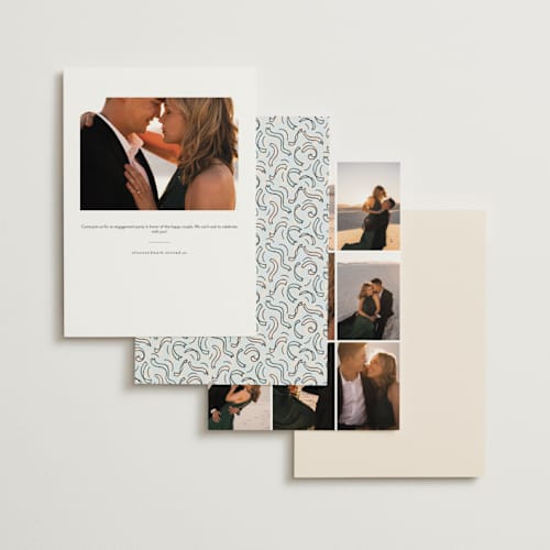 This is a champagne engagement party invitations with standard by Paper Sun Studio called shindig printing on signature in standard