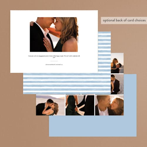 This is a wave engagement party invitations with standard by Olivia Raufman called two if by sea printing on signature in standard