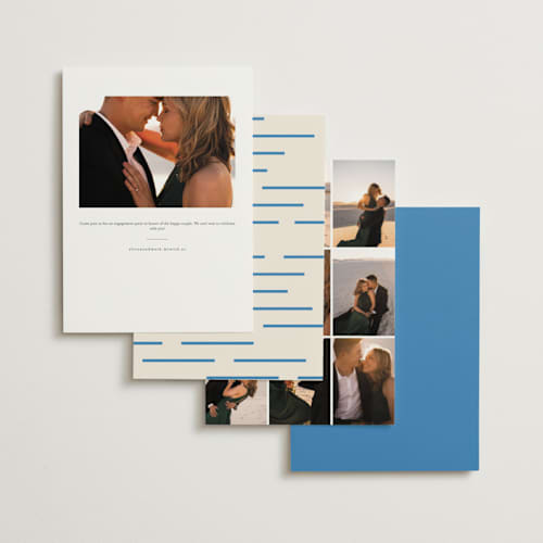 This is a cerulean engagement party invitations with standard by Kristie Kern called news printing on signature in standard