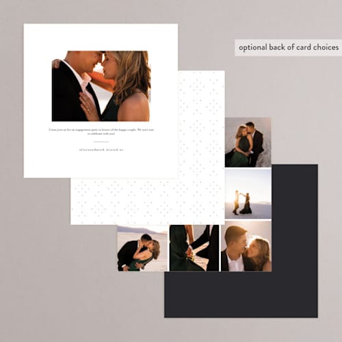 This is a noir engagement party invitations with standard by Gwen Bedat called cocktail napkin printing on signature in standard
