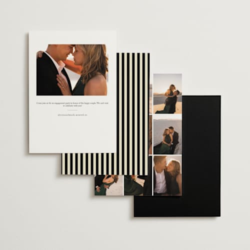 This is a midnight engagement party invitations with standard by mo kelley called classic initials printing on signature in standard