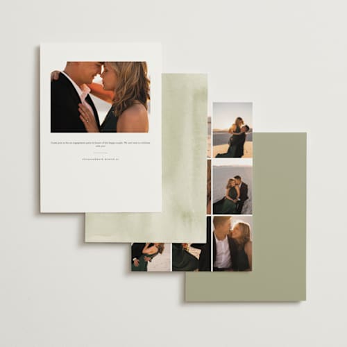This is a leaf engagement party invitations with standard by Kristie Kern called garden gate printing on signature in standard