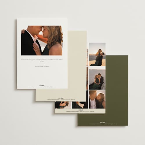 This is a avocado engagement party invitations with standard by Ani Somi called bottles of love printing on signature in standard