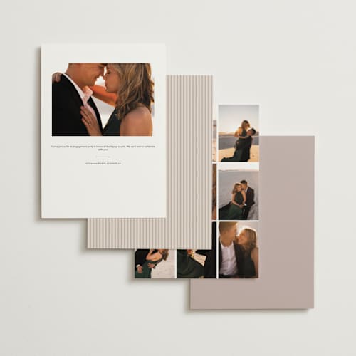 This is a dusty rose engagement party invitations with standard by Creo Study called natty printing on recycled smooth signature in standard