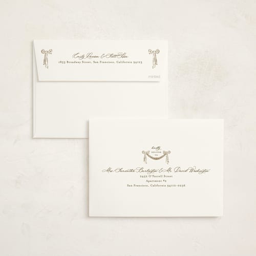 This is a sand debutante party invitations with foil pressed by Claudia Orengo called chandelier printing on signature in standard