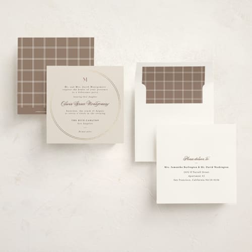 This is a chardonnay debutante party invitations with foil pressed by Adelyn T. called twin circle printing on signature in standard