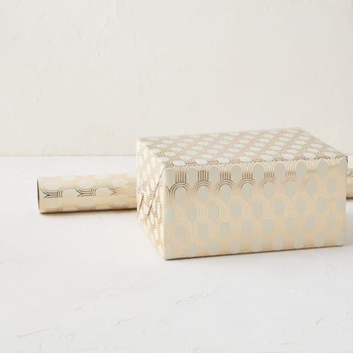 This is a ivory wrapping paper by Owl and Toad called foil arches in standard