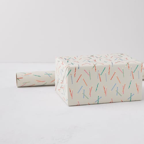 This is a vivid wrapping paper by Ellen Schlegelmilch called birthday candle in standard