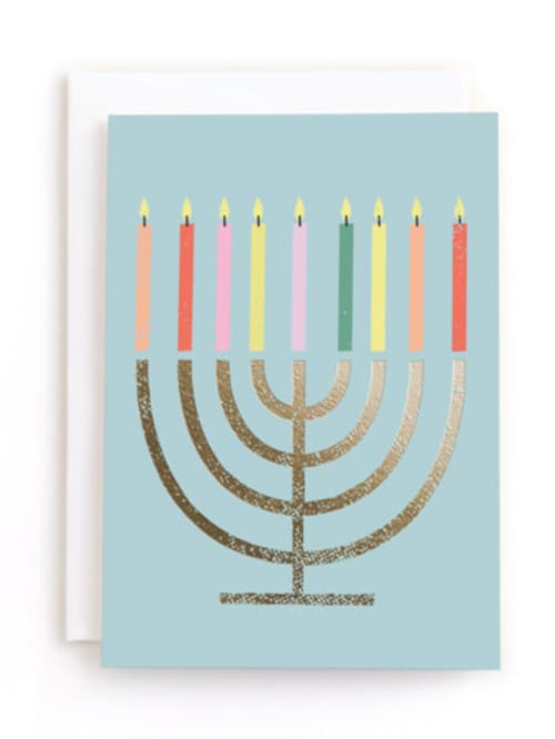This is a pool tbd by Sarah Sandford called happy hanukkah in greeting cards