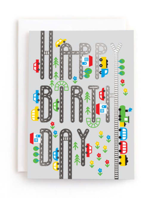 This is a cement tbd by Mojca Budnar called happy traffic in greeting cards