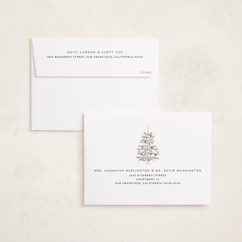This is a tinsel holiday party invitations with foil pressed by Rebecca Durflinger called tinsel tree printing on signature in standard