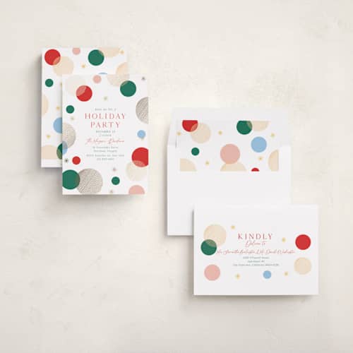 This is a apple holiday party invitations with foil pressed by Elly called bubbles printing on signature in standard