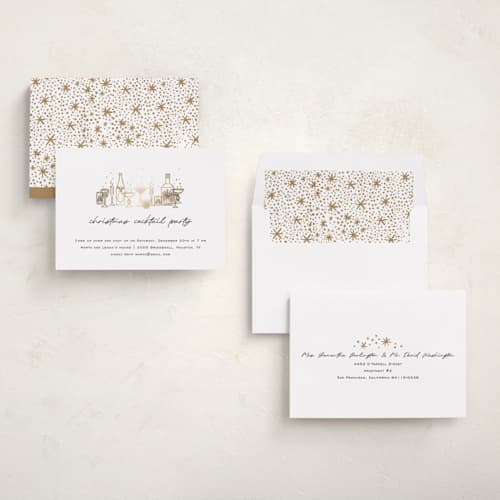 This is a snow holiday party invitations with foil pressed by Pati Cascino called holiday cocktail party printing on signature in standard