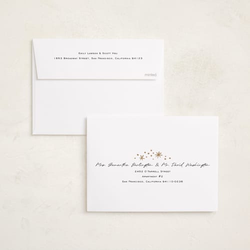 This is a snow holiday party invitations with foil pressed by Pati Cascino called holiday cocktail party printing on signature in standard