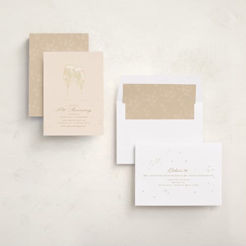 This is a bubbly holiday party invitations with foil pressed by Kamala Nahas called champagne toast printing on signature in standard