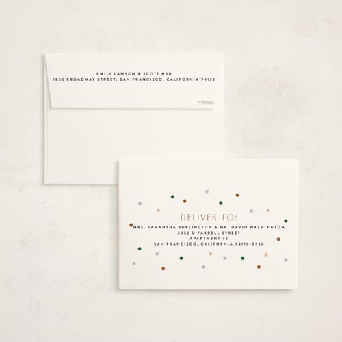 This is a midnight holiday party invitations with foil pressed by Ellen Schlegelmilch called let's toast printing on signature in standard
