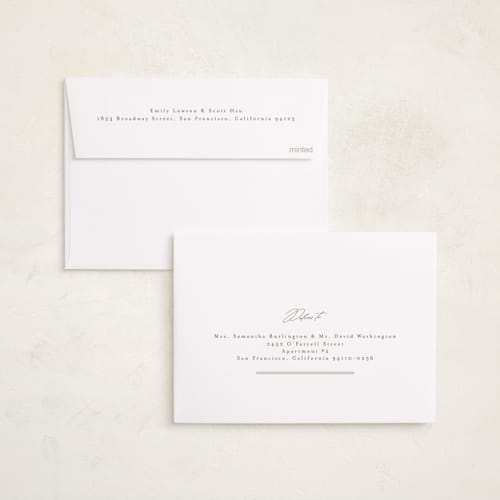 This is a sand holiday party invitations with foil pressed by Nicole Walsh called surround printing on signature in standard