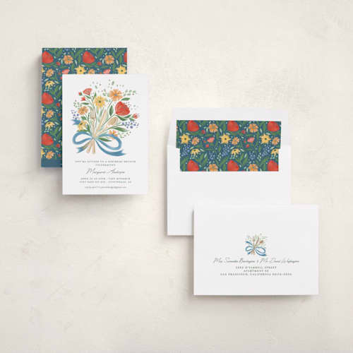 This is a bouquet holiday party invitations with foil pressed by Paper Sun Studio called brunch bouquet printing on signature in standard