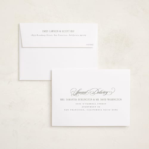 This is a garden holiday party invitations with foil pressed by Jenna Holcomb called formally printing on signature in standard