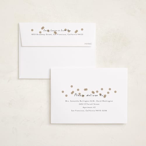 This is a midnight holiday party invitations with foil pressed by Erin L. Wilson called simple confetti printing on signature in standard