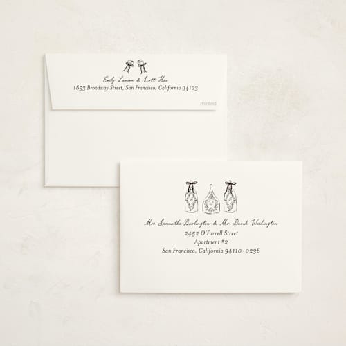 This is a noir holiday party invitations with foil pressed by Jackie Crawford called champagne new year printing on signature in standard