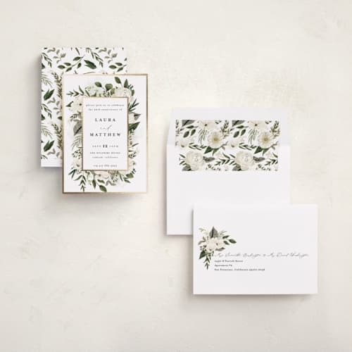 This is a vanilla holiday party invitations with foil pressed by Susan Moyal called classic love printing on signature in standard
