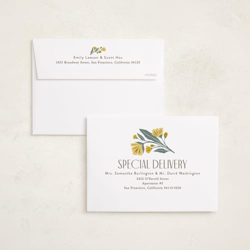 This is a buttercup holiday party invitations with foil pressed by Karidy Walker called storybook garden printing on signature in standard