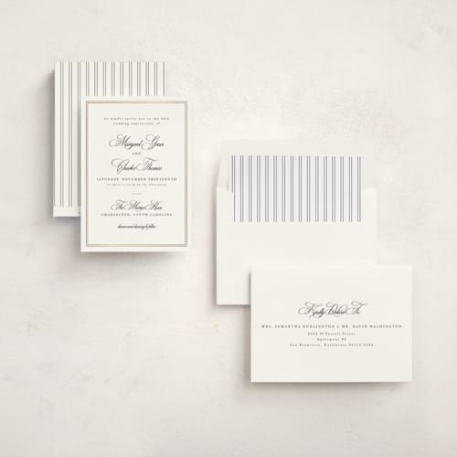 This is a snow holiday party invitations with foil pressed by Sarah Brown called traditionalist printing on signature in standard