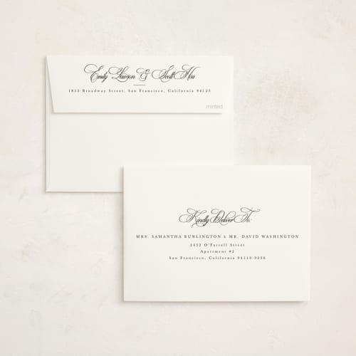 This is a snow holiday party invitations with foil pressed by Sarah Brown called traditionalist printing on signature in standard