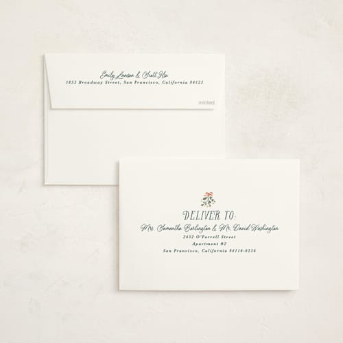 This is a evergreen holiday party invitations with foil pressed by Hannah Williams called vintage bells printing on signature in standard