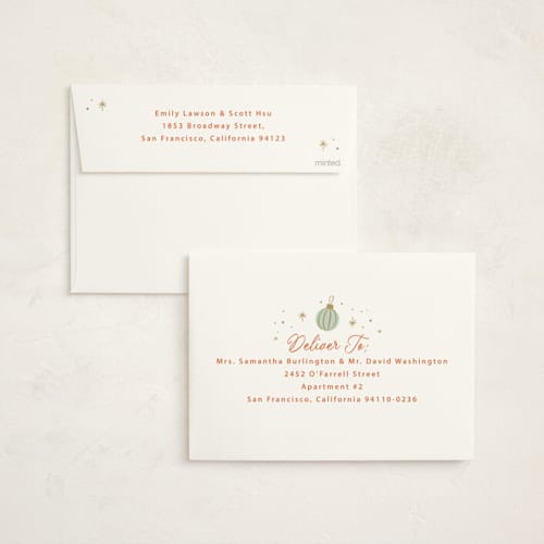 This is a candy cane holiday party invitations with foil pressed by Hannah Williams called holiday spirits printing on signature in standard