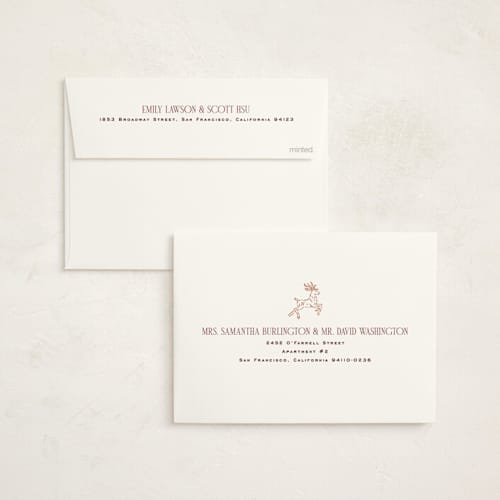 This is a santa holiday party invitations with foil pressed by Claudia Orengo called reindeer printing on signature in standard