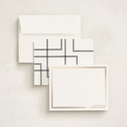 This is a pearl foil stamped stationery with foil pressed by Iveta Angelova called effortless printing on signature in 4.25x5.5