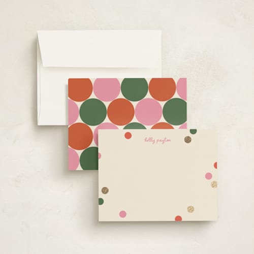 This is a bubblegum foil stamped stationery with foil pressed by Carrie ONeal called peas & carrots printing on signature in 4.25x5.5