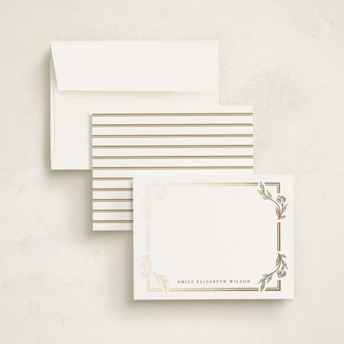 This is a porcelain foil stamped stationery with foil pressed by Ana de Sousa called classic love printing on signature in 4.25x5.5