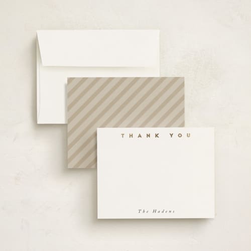 This is a porcelain foil stamped stationery with foil pressed by Stacy Maalouf called gilded simplicity printing on signature in 4.25x5.5