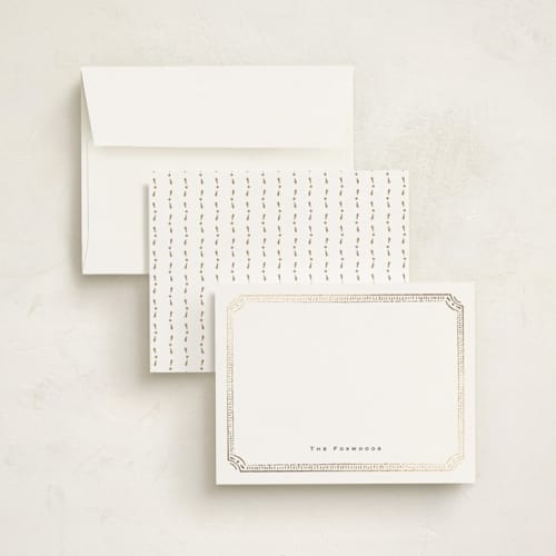 This is a snow foil stamped stationery with foil pressed by Tamara Hilje called bookworm printing on signature in 4.25x5.5