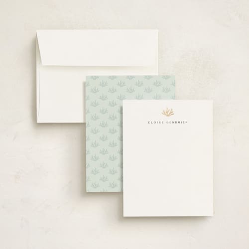 This is a ivory foil stamped stationery with foil pressed by Pippa Shaw called coral printing on signature in 4.25x5.5