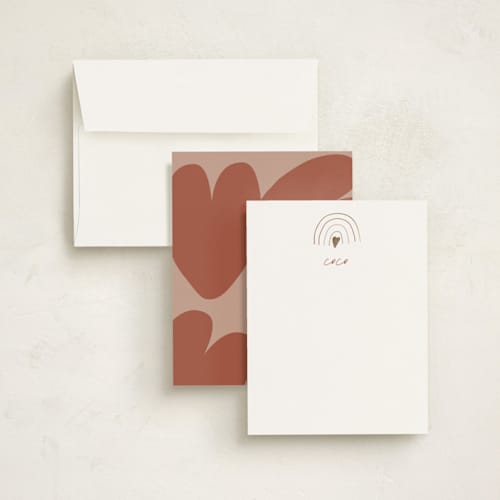 This is a pomegrenate foil stamped stationery with foil pressed by Christie Garcia called rainheart printing on signature in 4.25x5.5