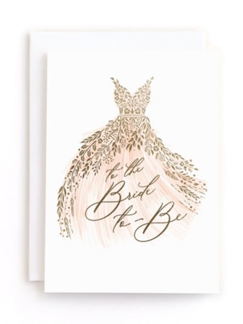 This is a blush tbd by Paper Sun Studio called here comes the bride in greeting cards