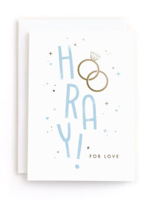 This is a frost tbd by Leia Matt called hooray for love in greeting cards