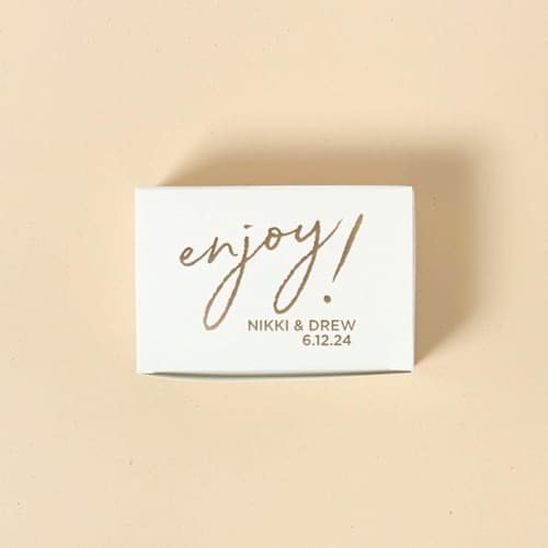 This is a natural wedding day of favors by ForYourParty called enjoy cake box, set of 50 in standard