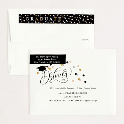 This is a cloud graduation announcements with standard by Erin German called script grad printing on signature80 in booklette