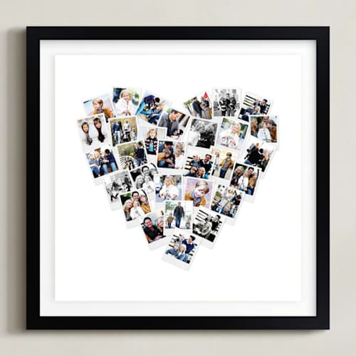 This is a black frame photo art by Minted called heart snapshot float mount black frame printing on deluxe art in float mounted 16x16