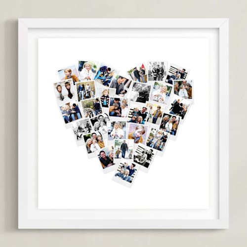 This is a white frame photo art by Minted called heart snapshot float mount white frame printing on deluxe art in float mounted 16x16